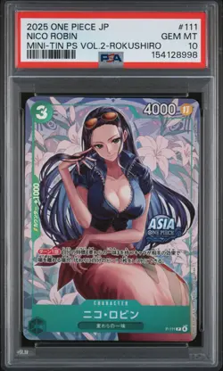 Nico Robin PSA10 2025 One Piece Japanese Mini-Tin Pack Set Vol.2-Rokushiro #111 - Image 1
