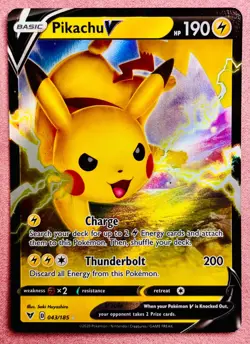 Pikachu V 043/185 Holo | SWSH Vivid Voltage | 2020 Pokemon TCG Card | NM - Image 1
