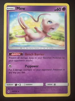 Mew 76/214 - Sun & Moon Unbroken Bonds Non-Holo Rare Pokemon TCG Card MP - Image 1