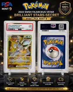 2022 Pokemon Brilliant Stars Arceus VSTAR Secret Rare #184 PSA 9 Mint Gold Card - Image 1