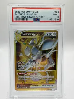 2022 Pokemon Brilliant Stars Arceus VSTAR Secret Rare #184 PSA 9 Mint Gold Card - Image 2