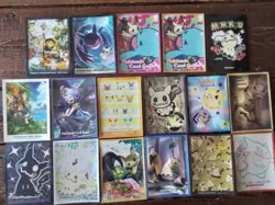 17 different Mimikyu etb Pokemon center single card Sleeves ur sr ar pack x lot - Image 1