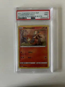 Pokemon TCG Charmander Holo SWSH092 Battle Styles Black Star Promo PSA 9 - Image 1