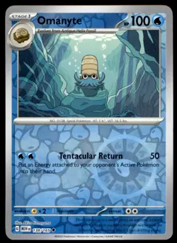 Omanyte 138/165 Uncommon 151 Pokemon Reverse Holo Lightly Played - Image 1