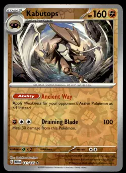 Kabutops 141/165 Rare 151 Pokemon Reverse Holo Lightly Played - Image 1
