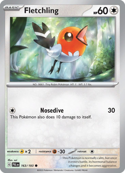 Fletchling 163/193 C Paldea Evolved Pokemon Reverse Holo NM/M - Image 1