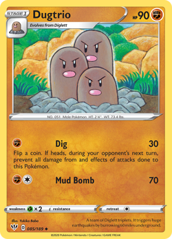 Dugtrio 085/189 UC Darkness Ablaze Pokemon Reverse Holo NM/M - Image 1