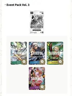 One Piece Event Pack Vol 3 Sealed Promo Pack TCG Card Game Official Tournament - Image 1