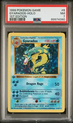 Pokemon Card Gyarados Holo 6/102 1st Edition PSA 7 Shadowless Base Set - Image 1