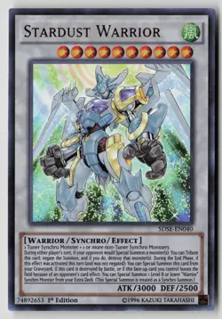 Yugioh Stardust Warrior SDSE-EN040 1st Edition Ultra Rare NM - Image 1