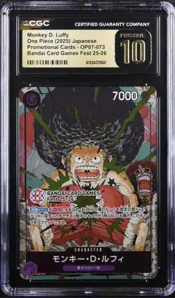 Monkey D. Luffy OP07-073 Bandai Card Games Fest 25-26 One Piece CGC 10 Pristine - Image 1