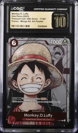 One Piece Monkey D Luffy P-001 Promo Manga Alt Art CGC Pristine 10 Eng 25th Anni - Image 1