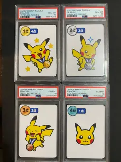 4 CT LOT 2025 POKEMON TARUKA PIKACHU ROUND 2 SET PSA 10 SEQ CERTS - Image 1
