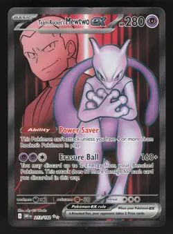 Team Rocket's Mewtwo ex 213/182 Pokemon Destined Rivals Edge Ding - Image 1