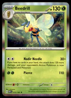 Beedrill 015/165 Rare 151 Pokemon Holo Lightly Played - Image 1