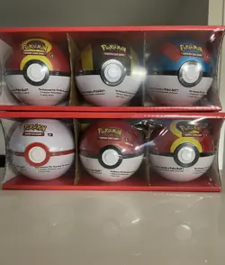 Pokemon TCG Poke Ball Tin Bundle x6 Factory Sealed Costco 18 Booster Packs - Image 1
