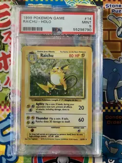 PSA 9 Raichu 14/102 Base Set Unlimited 1999 English WOTC Holo Rare Pokemon Card - Image 1