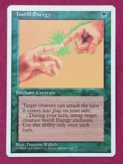 Magic The Gathering 4TH EDITION INSTILL ENERGY green card MTG - Image 1