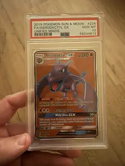 PSA 10 Aerodactyl GX Full Art Sun & Moon Unified Minds Pokemon TCG - Image 1