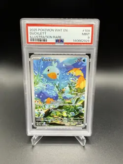 2025 POKEMON WHT EN-WHITE FLARE ILLUSTRATION RARE #109 DUCKLETT PSA 9 - Image 1
