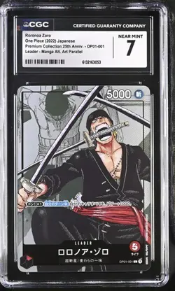 2022 ONE PIECE JP RORONOA ZORO 25TH LEADER MANGA ALT ART OP01-001 CGC 7 - Image 1