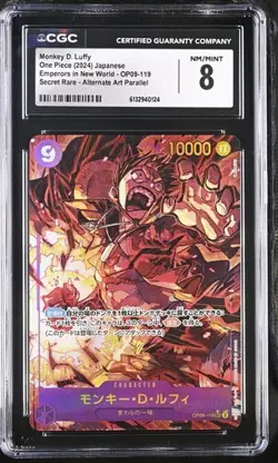 CGC 8 Mint ONE PIECE Monkey D. Luffy OP09-119 SEC Emperors New World Jap - Image 1