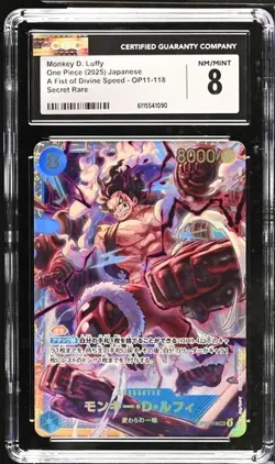 CGC 8 MINT Japanese One Piece 2025 Monkey D. Luffy OP11-118 Fist of Divine - Image 1