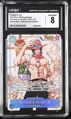 2025 ONE PIECE JAPANESE #OP13-119 PORTGAS D ACE CGC 8 Mint - Image 1
