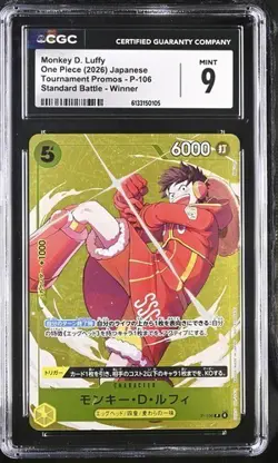 2026 One Piece Monkey D. Luffy Battle Winner Promo P-106 CGC 9 MINT Japan - Image 1