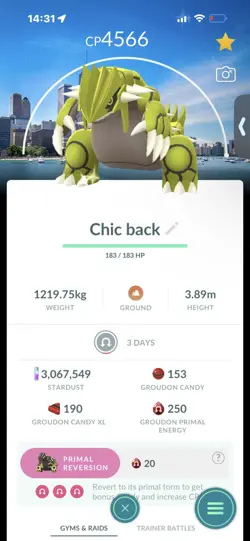 Pokemon Go Shiny Legendary Groudon ( Chicago Background) ( MAX CP ) - Image 1