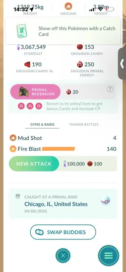 Pokemon Go Shiny Legendary Groudon ( Chicago Background) ( MAX CP ) - Image 3