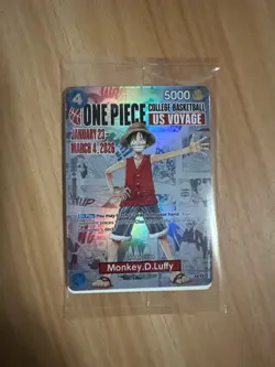 One Piece Monkey.D.Luffy College Basketball US Voyage Promo Card Unopened - Image 1