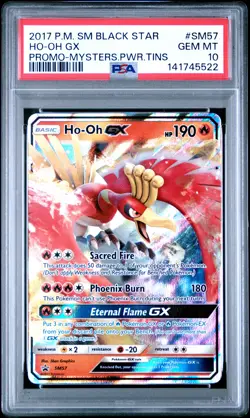 2017 POKEMON SM BLACK STAR PROMO MYSTERIOUS POWERS TINS #SM57 HO-OH GX PSA 10 - Image 1
