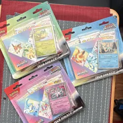 Pokemon TCG Prismatic Evolutions Tech Sticker Collection 3-Pack, Promo + Booster - Image 1