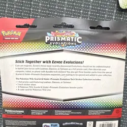 Pokemon TCG Prismatic Evolutions Tech Sticker Collection 3-Pack, Promo + Booster - Image 2