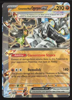 Cornerstone Mask Ogerpon ex 112/167 MISSCUT Twilight Masquerade Pokemon NM - Image 1