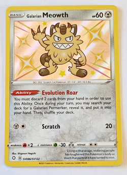 Pokemon TCG: Galarian Meowth Shining Fates Shiny Vault SV086/SV122 Near Mint NM - Image 1