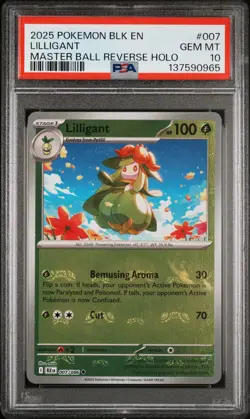 Pokemon Black Bolt Lilligant Master Ball Reverse Holo 007 PSA 10 - Image 1