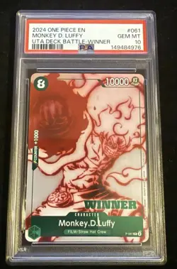 2024 One Piece Promos Monkey D. Luffy Uta Deck Battle-Winner PSA 10 #061 - Image 1