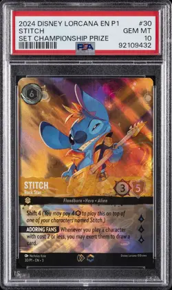 2024 DISNEY LORCANA EN P1-PROMO #30 STITCH - ROCK STAR PSA 10 - Image 1