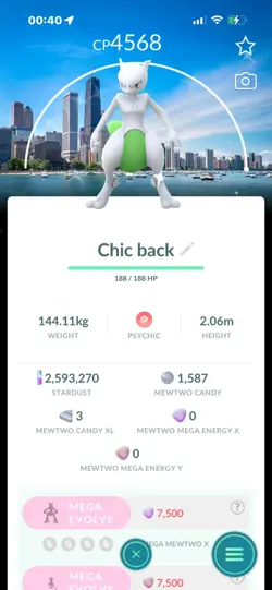 Pokemon Go Shiny Legendary Mewtwo ( Chicago Background) ( MAX CP ) - Image 1