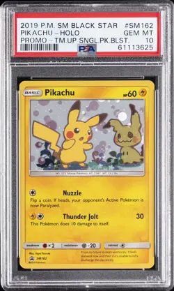 2019 POKEMON SM BLACK STAR PROMO #SM162 PIKACHU-HOLO PSA 10 - Image 1