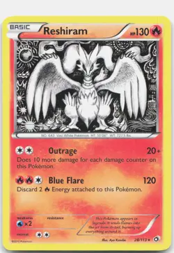 Reshiram 28/113 Holo Holo Rare Legendary Treasures Pokemon Lightly Played - Image 1