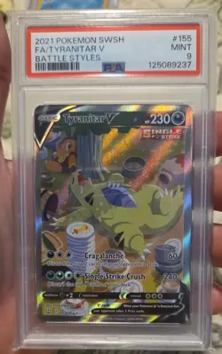 Pokemon Tyranitar V Alternate Full Art Holo Ultra Rare PSA 9 2021 155/163 - Image 1