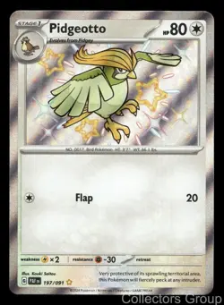 PIDGEOTTO 197/091 SHINY RARE PALDEAN FATES POKEMON NEAR MINT - Image 1