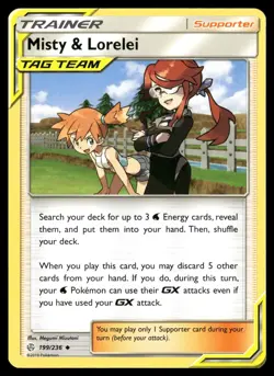 Misty & Lorelei 199/236 Uncommon Cosmic Eclipse Pokemon NM - Image 1