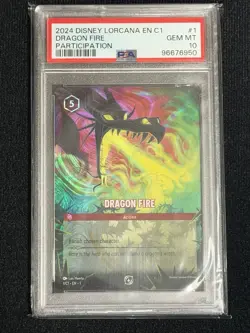 Ravensburger 2024 Disney Lorcana Dragon Fire Promo 1/C1 Foil PSA 10 - Image 1