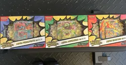Pokemon 3x Lot Ascended Heroes Mega ex Box Set Meganium ~Emboar~ Feraligatr TCG - Image 1