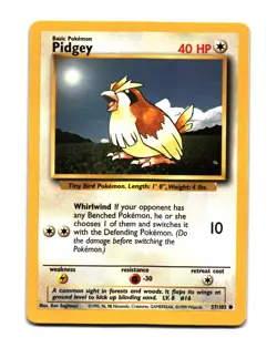 Pokemon Base Set Pidgey Common 057/102 - Image 1