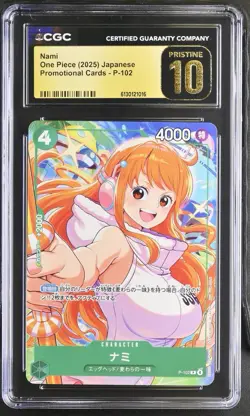 One Piece Japanese Nami (Bashikou) P-102 2025 Promo (Borderless) CGC PRISTINE 10 - Image 1